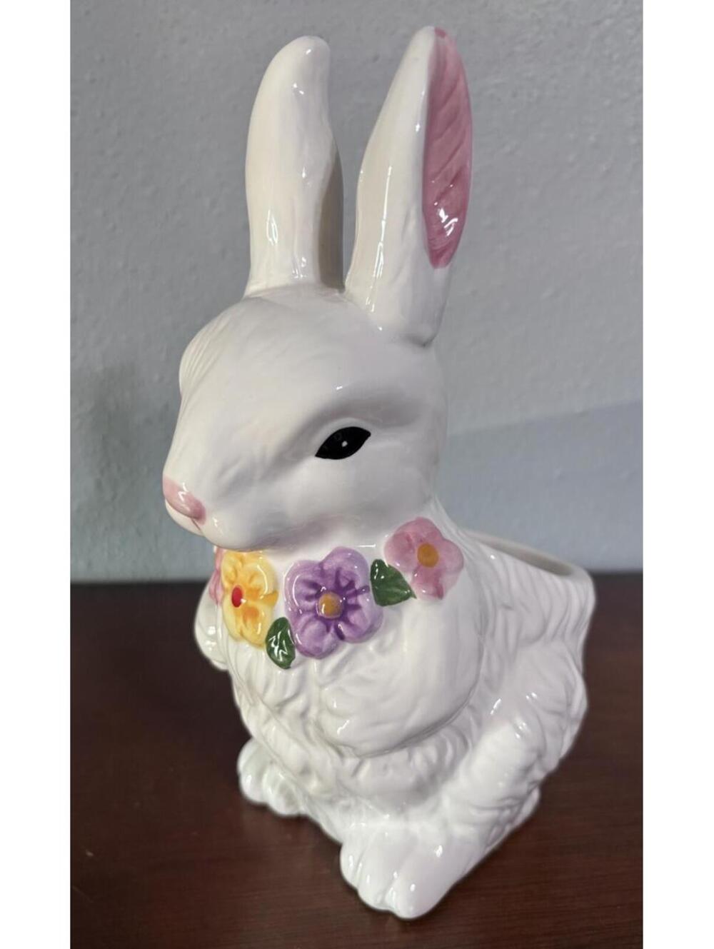 Vintage Ceramic Bunny Planter Easter Spring Cottage Core